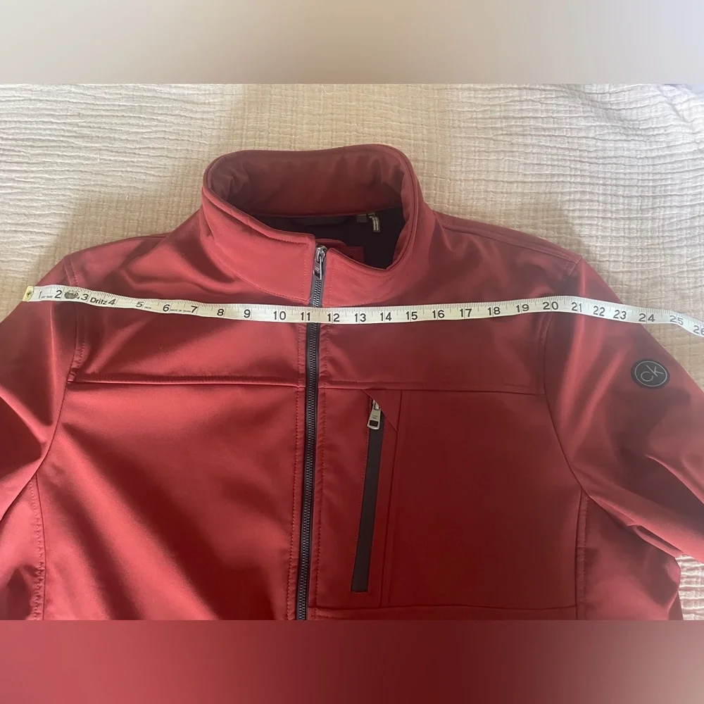 Calvin Klein Fleece Lined Softshell Jacket XL Burgundy Stretch Athleisure Zip Up